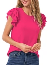 Cece Double Ruffle Knit Top In Pink