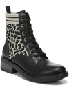 Lifestride Knockout Womens Zipper Knit Combat & Lace-up Boots In Black