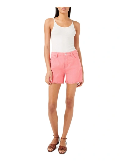 Jen7 Womens Denim Frayed Hem Shorts In Pink