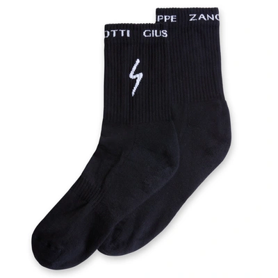 Giuseppe Zanotti Intarsia-knit Ribbed Socks In Black