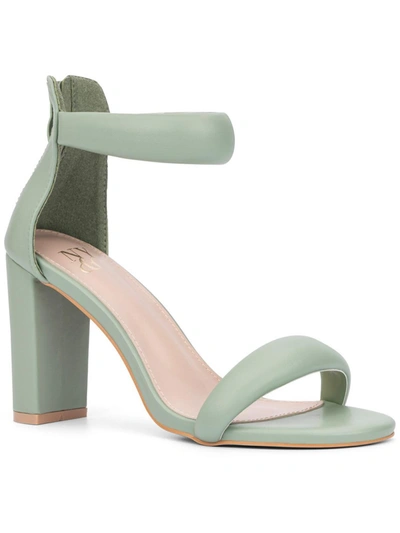 New York And Company Carolyn Womens Faux Leather Strappy Block Heels In Green