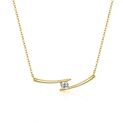 Stella Valentino Sterling Silver 14k Yellow Gold Plated With 0.30ctw Lab Created Moissanite Necklace