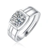 Stella Valentino Sterling Silver With 1ct Round Lab Created Moissanite Solitaire Grooved Engagement Anniversary Adjus In Silver
