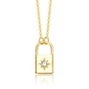 STELLA VALENTINO STERLING SILVER 14K YELLOW GOLD PLATED WITH 0.60CTW LAB CREATED MOISSANITE PADLOCK PENDANT NECKLACE