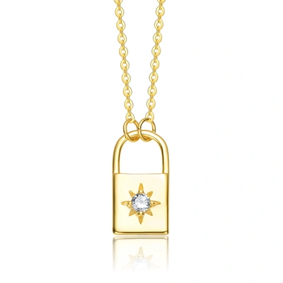 Stella Valentino Sterling Silver 14k Yellow Gold Plated With 0.60ctw Lab Created Moissanite Padlock Pendant Necklace