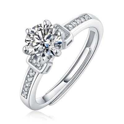 Stella Valentino Sterling Silver With 1ctw Round Lab Created Moissanite Solitaire Step Engagement Anniversary Promise
