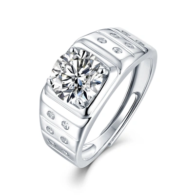 Stella Valentino Sterling Silver White Gold Plated With 1.25ctw Lab Created Moissanite Solitaire & Bezel Sides Engage