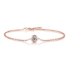 Stella Valentino Sterling Silver 18k Rose Gold Plated With 0.50ct Lab Created Moissanite Solitaire Station Charm Adju In Pink