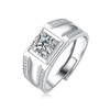 STELLA VALENTINO STERLING SILVER WITH 1CTW PRINCESS LAB CREATED MOISSANITE QUAD PAVE ENGAGEMENT ANNIVERSARY ADJUSTABL