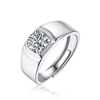 STELLA VALENTINO STERLING SILVER WITH 1CT ROUND LAB CREATED MOISSANITE FLUSH SET SOLITAIRE ENGAGEMENT ANNIVERSARY ADJ