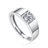 Stella Valentino Sterling Silver With 0.50ct Round Lab Created Moissanite Flush Set Solitaire Engagement Anniversary 