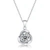 STELLA VALENTINO STERLING SILVER WITH 1CT ROUND MOISSANITE SOLITAIRE FLOWER SWIRL PENDANT NECKLACE