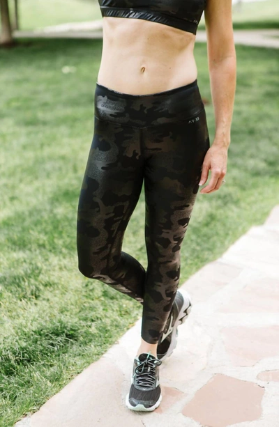 Ar-33 Mid Rise Legging In Black Camo In Brown