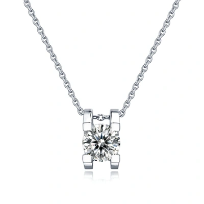Stella Valentino Sterling Silver With 1ct Lab Created Moissanite Round Solitaire Slide Pendant Necklace