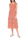 B COLLECTION BY BOBEAU WOMENS FLORAL TIERED MIDI DRESS