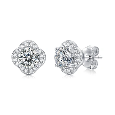Stella Valentino Sterling Silver With 0.50ctw Lab Created Moissanite Round Halo Floral Cluster Stud Earrings