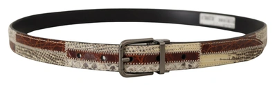 Dolce & Gabbana Multicolor Exotic Leather Patchwork Metal Belt