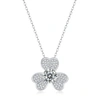 STELLA VALENTINO STERLING SILVER WITH 1CTW LAB CREATED MOISSANITE FRENCH PAVE BLOOMING FLOWER SOLITAIRE PENDANT NECKL