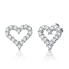 Stella Valentino Sterling Silver With 1ctw Lab Created Moissanite French Pave Heart Halo Stud Earrings In Silver
