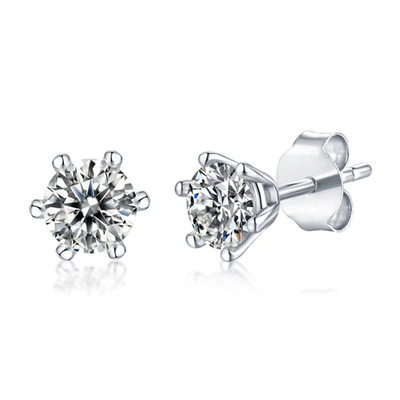 Stella Valentino Sterling Silver With 0.50ctw Lab Created Moissanite Round Solitaire Stud Earrings