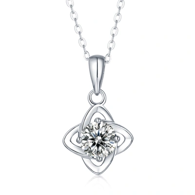 Stella Valentino Sterling Silver With 1ctw Lab Created Moissanite Four-pointed Orbital Star Pendant Layering Necklace