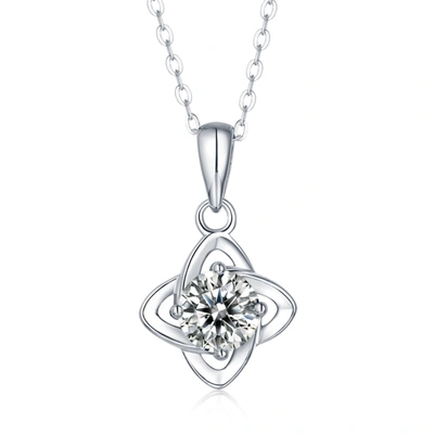 STELLA VALENTINO STERLING SILVER WITH 1CTW LAB CREATED MOISSANITE FOUR-POINTED ORBITAL STAR PENDANT LAYERING NECKLACE