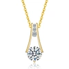 Stella Valentino Sterling Silver 14k Yellow Gold Plated With 1.50ctw Lab Created Moissanite Trapeze Necklace