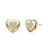 Stella Valentino Sterling Silver 14k Yellow Gold Plated With 0.18ctw Lab Created Moissanite Pave Heart Stud Earrings