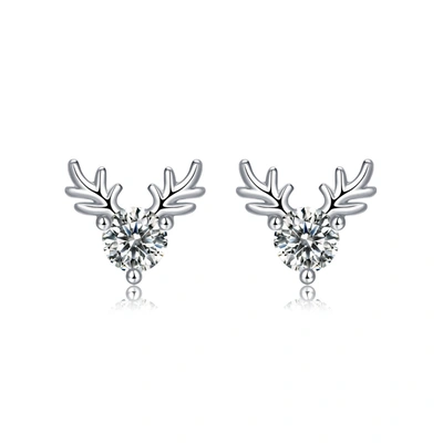Stella Valentino Sterling Silver With 0.30ctw Lab Created Moissanite Antler Stud Earrings