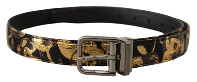 DOLCE & GABBANA DOLCE & GABBANA MULTICOLOR LEATHER BELT WITH BLACK MEN'S BUCKLE