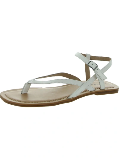 Lucky Brand Bylee Womens Faux Leather Ankle Strap Flat Sandals In White