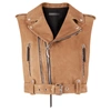 Giuseppe Zanotti Sleeveless Cropped Suede Biker Jacket In Beige