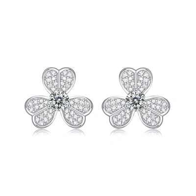 Stella Valentino Sv Sterling Silver With 0.25ctw Lab Created Moissanite Blooming Flower Petal Stud Earrings