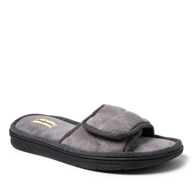 Dearfoams Mens Cooper Quilted Terry Adjustable Strap In Grey