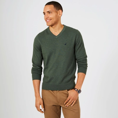 Nautica Mens Big & Tall Jersey V-neck Sweater In Green