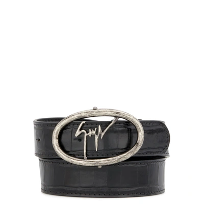 Giuseppe Zanotti Lane Logo-buckle Leather Belt In Black
