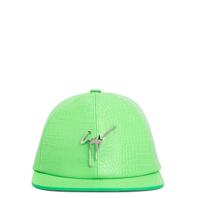 Giuseppe Zanotti Cohen Snakeskin-effect Leather Cap In Green