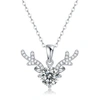 Stella Valentino Sv Sterling Silver 1ctw Lab Created Moissanite Solitaire Pave Antler Pendant Layering Necklace