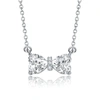 Stella Valentino Sterling Silver With 1.50ctw Lab Created Moissanite Bow-tie Heart Pendant Layering Necklace