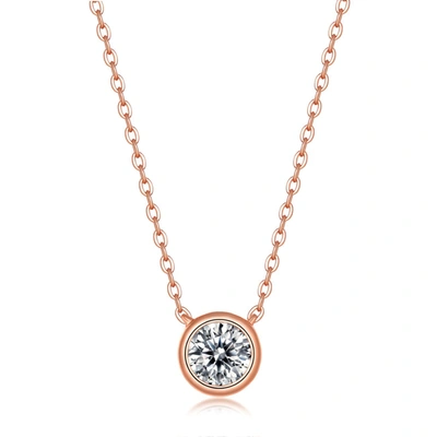 Stella Valentino Sterling Silver 18k Rose Gold Plated With 1ct Lab Created Moissanite Necklace