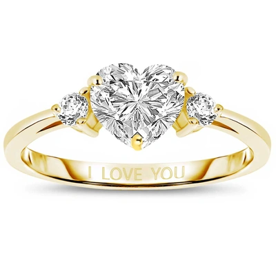 Stella Valentino Sterling Silver 14k Yellow Gold Plated With 1.25ctw Lab Created Moissanite Heart Ring