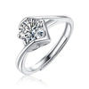 STELLA VALENTINO STERLING SILVER WITH .5CTW ROUND BRILLIANT LAB CREATED MOISSANITE ADJUSTABLE RING