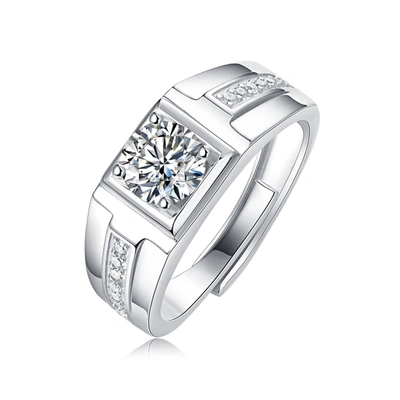 Stella Valentino Sterling Silver 1ctw Princess Cut Lab Created Moissanite Solitaire Pave Trim Engagement Anniversary 