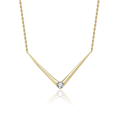 Stella Valentino Sterling Silver 14k Yellow Gold Plated With 0.40ctw Lab Created Moissanite Layering Necklace