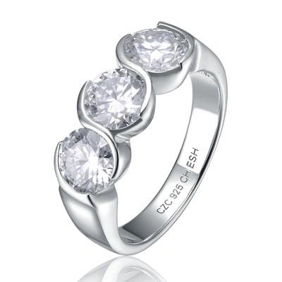 Stella Valentino Sterling Silver With 1ctw Lab Created Moissanite 3-stone Past, Present & Future Engagement Anniversa