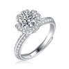 STELLA VALENTINO STERLING SILVER WITH 2CTW LAB CREATED MOISSANITE TULIP PAVE ENGAGEMENT ADJUSTABLE RING