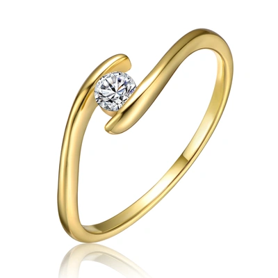 Stella Valentino Sterling Silver 14k Yellow Gold Plated With 0.10ctw Lab Created Moissanite Ring