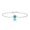 Stella Valentino Sterling Silver With 0.50ctw Lab Created Moissanite & Blue Topaz Round Halo Adjustable Station Charm In Blue