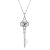 STELLA VALENTINO STERLING SILVER WITH 1CTW LAB CREATED MOISSANITE VINTAGE SKELETON KEY PENDANT NECKLACE
