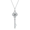 Stella Valentino Sterling Silver With 1ctw Lab Created Moissanite Vintage Skeleton Key Pendant Necklace